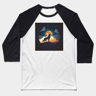 wolf in front of a golden moon Baseball T-Shirt